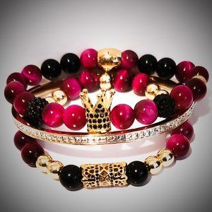 The ” Vibrant” Crown Set - Fuchsia Tiger Eye